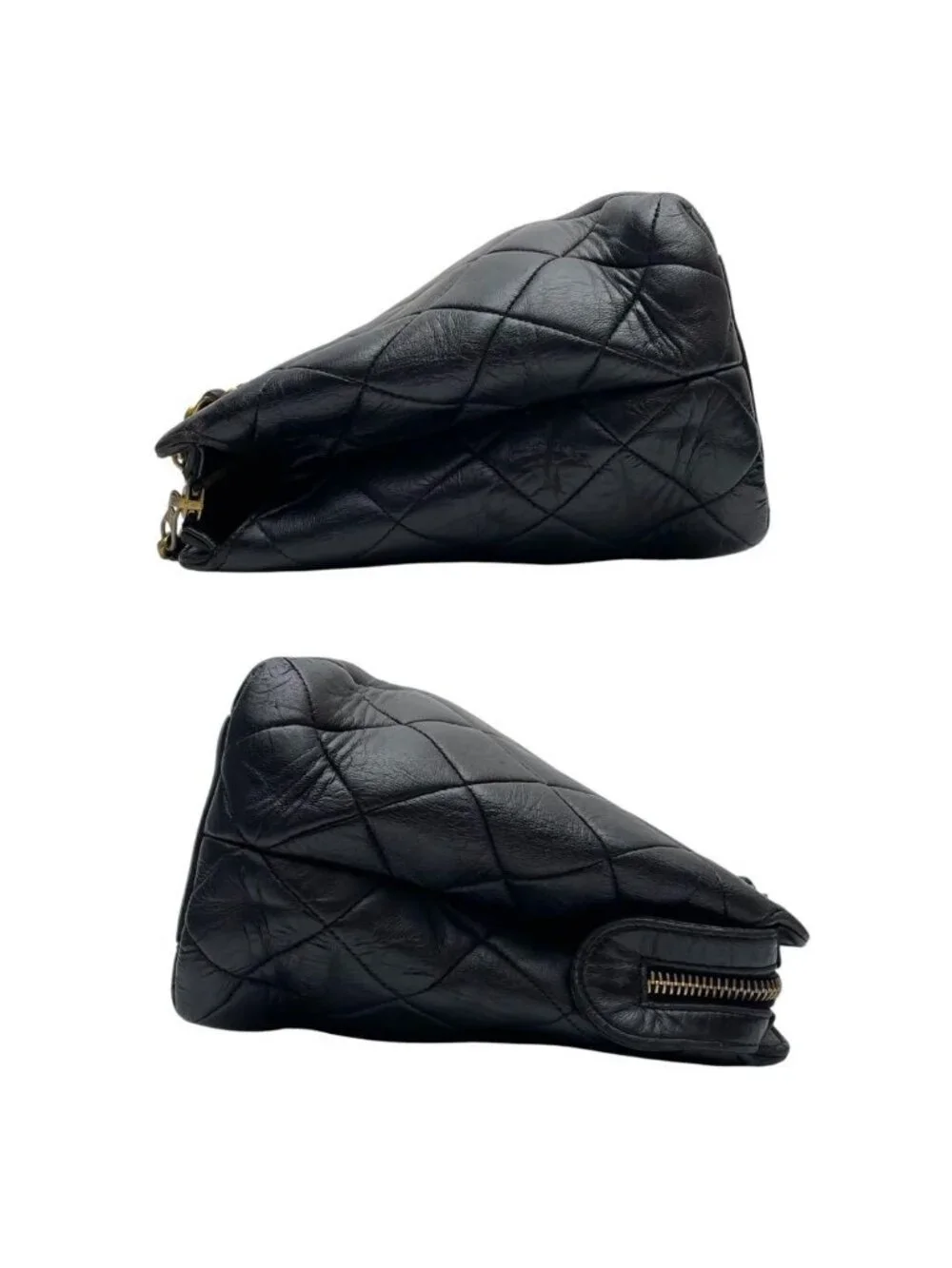 Chanel Lambskin Quilted Chain Shoulder Bag Black